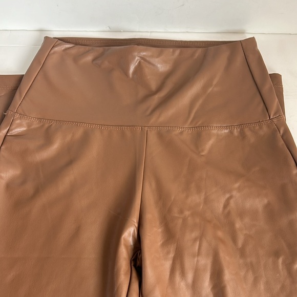 Zenana brown high rise faux leather leggings - Picture 2 of 13